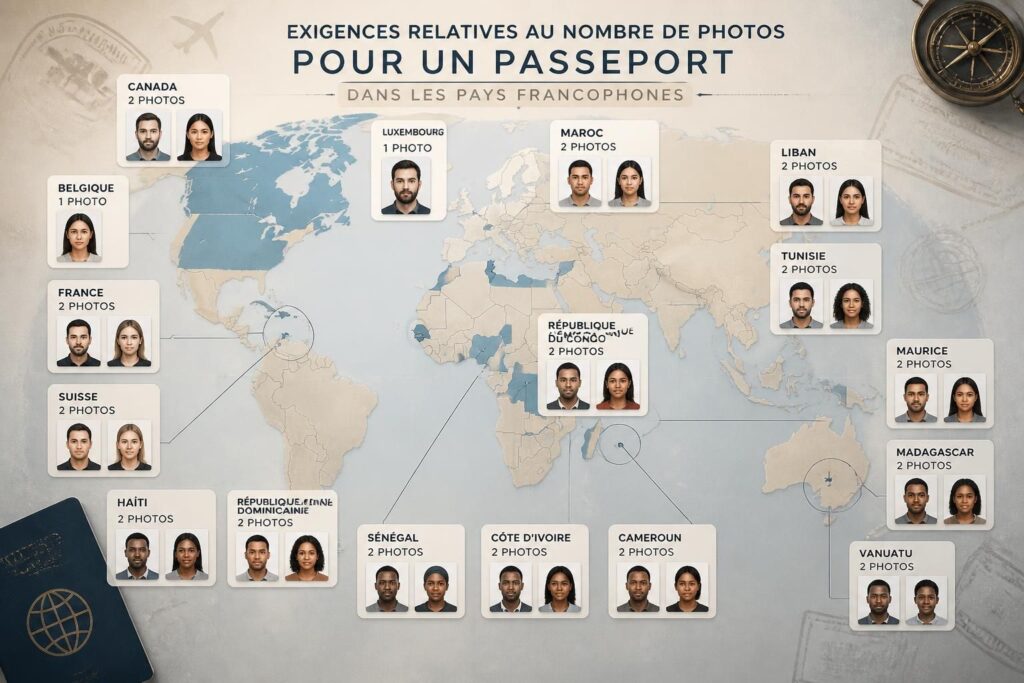découvrez le nombre exact de photos requises pour un passeport dans les pays francophones et facilitez vos démarches administratives.