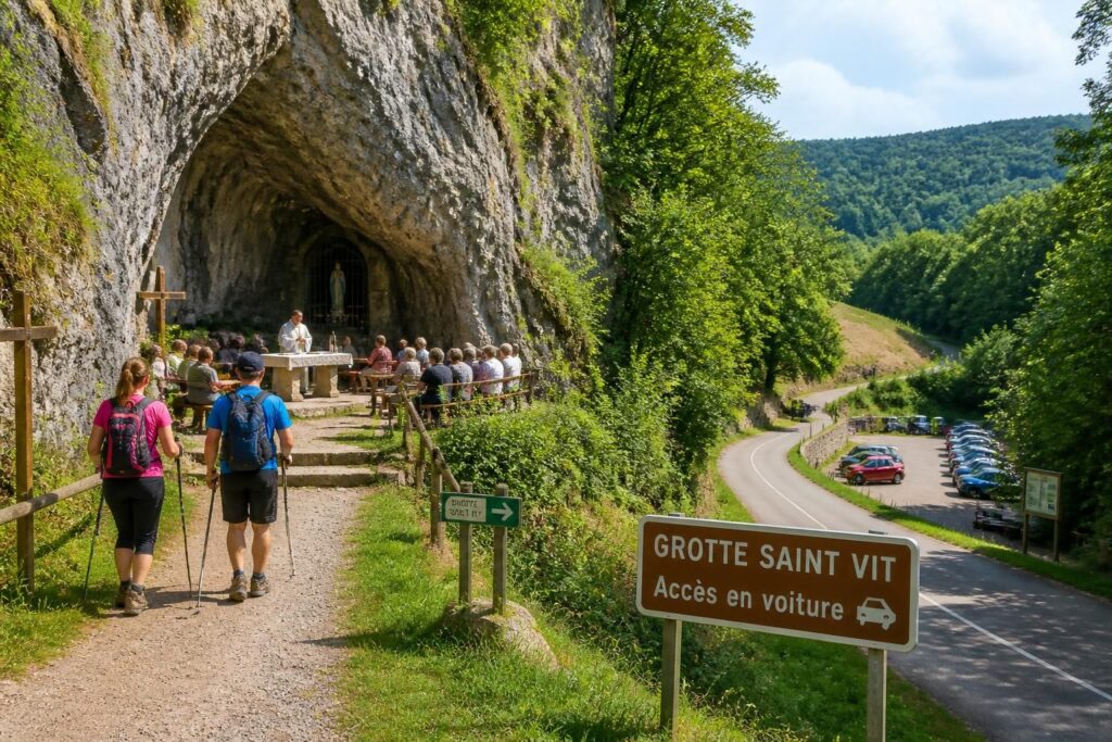 découvrez la grotte saint vit à saverne : profitez d'une randonnée unique, assistez à la messe et trouvez toutes les informations pour un accès en voiture facile et détaillé.