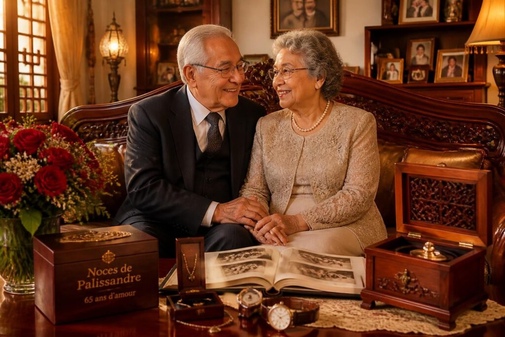 découvrez la signification des noces de palissandre et trouvez des idées cadeaux originales pour célébrer 65 ans de mariage avec amour et élégance.