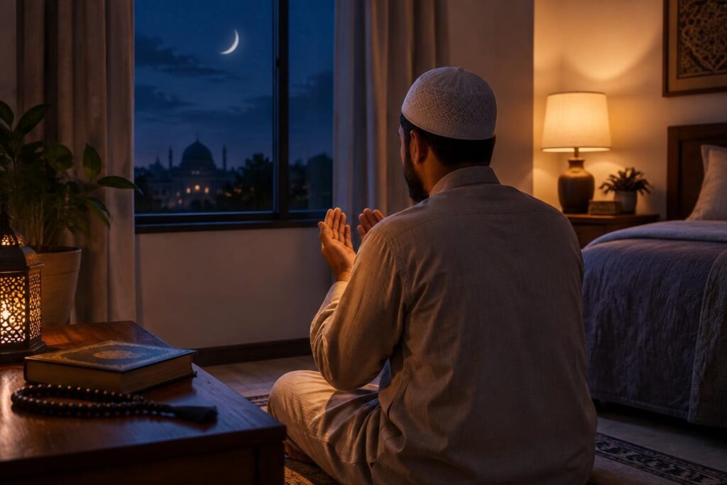 découvrez les invocations du soir en islam, les prières à réciter et les protections spirituelles à demander avant de vous coucher.